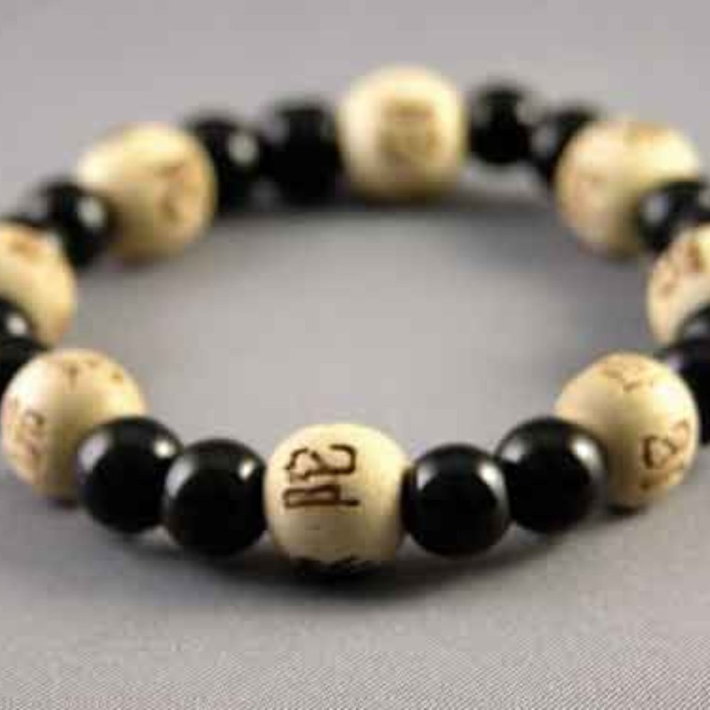 Karmalogy Lucky Karma Bead Bracelet Unisex Power/Success Black Onyx Natural